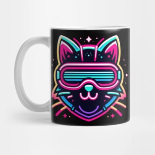 neon cyberpunk cat graphic Mug